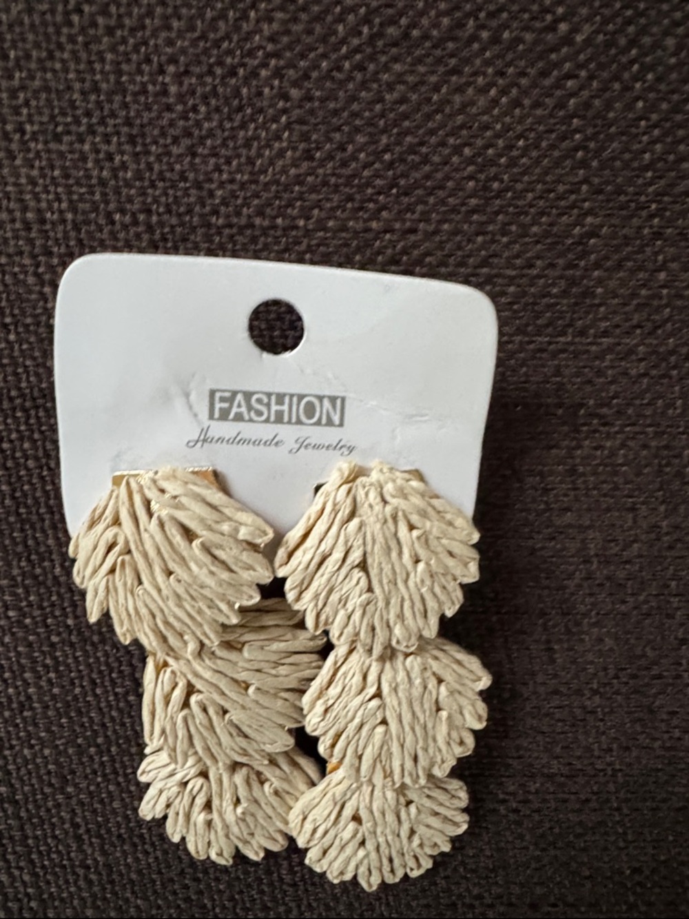 Cream Statement Raffia Drop Earrings